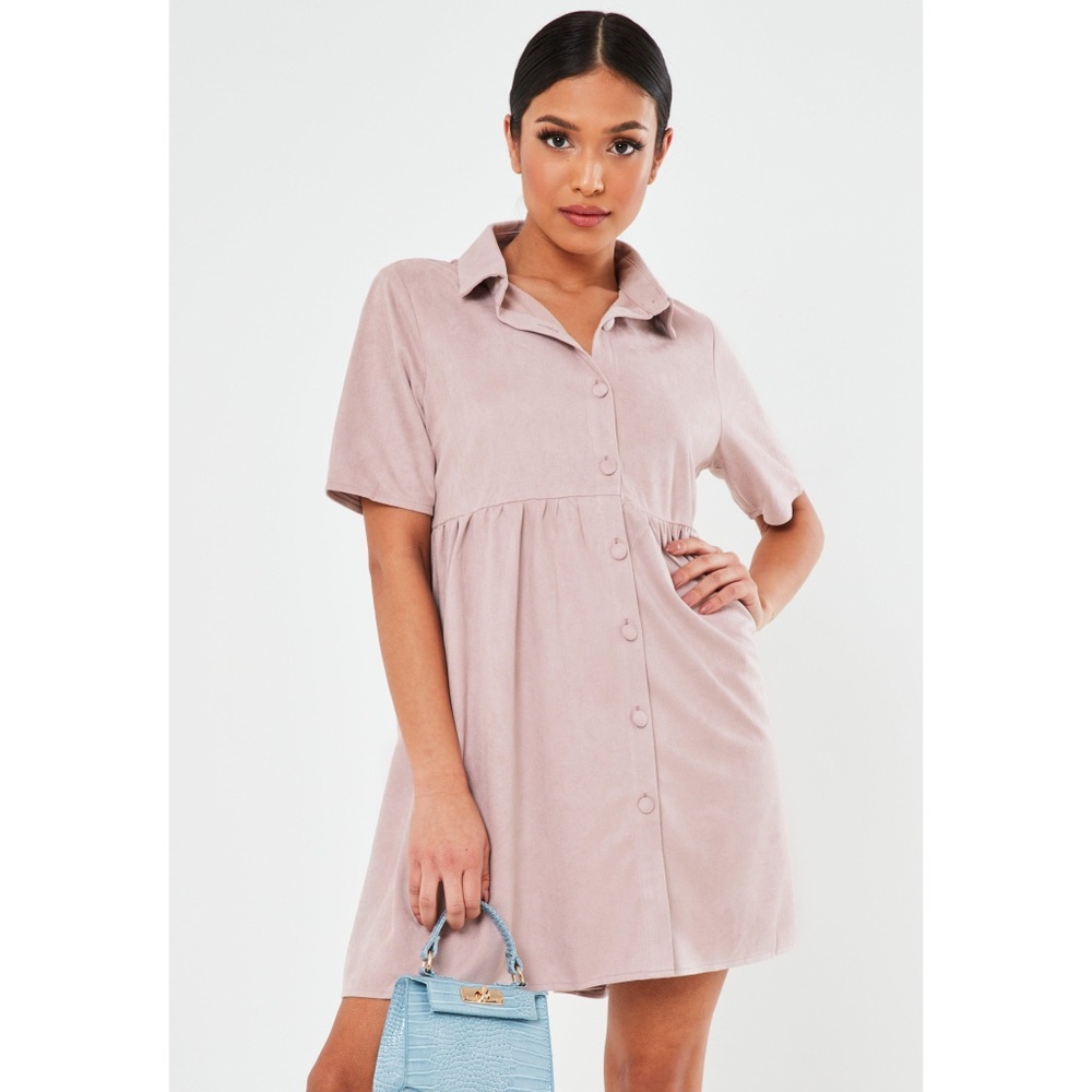 Pink Faux Suede Smock Dress — Never been worn!